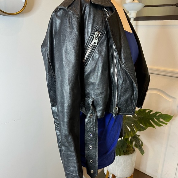 Vintage Crop Motorcycle Jacket sz S - Picture 8 of 15